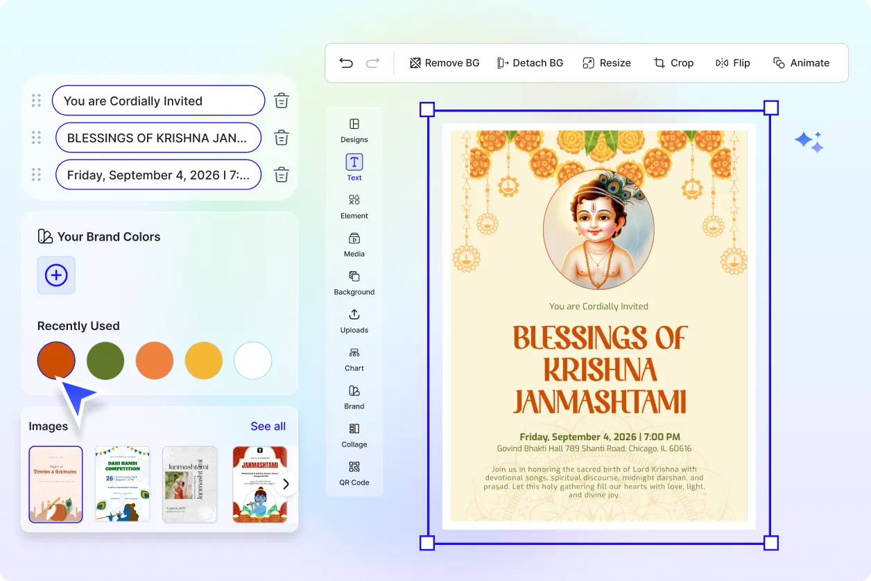 Free AI Janmashtami Invitation Generator, Free Online Festival Invitation Maker